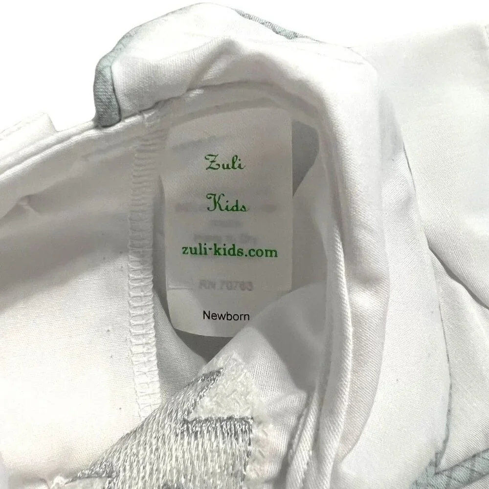 NEW Zuli Kids NEWBORN NB White Embroidered Cross Long Bubble Romper